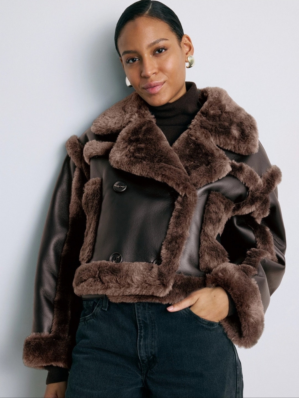 Stand Studio Shearling Kristy Jacket Long Sleeves Button Size XS